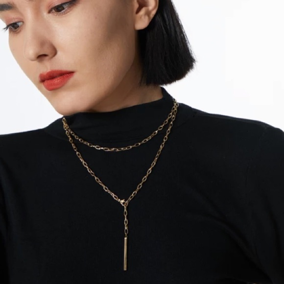 18K gold plated double layered necklace - Picture 2 of 6